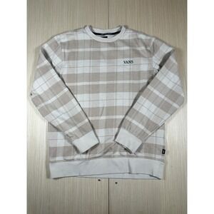 Vans Sweatshirt Mens Medium Beige Tan Check Off The Wall Crew Neck Pullover